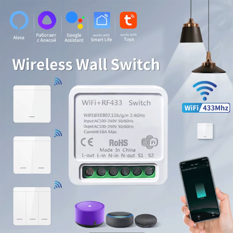Smart Home Button - Inteligentny włącznik światła WiFi Tuya, bezprzewodowy