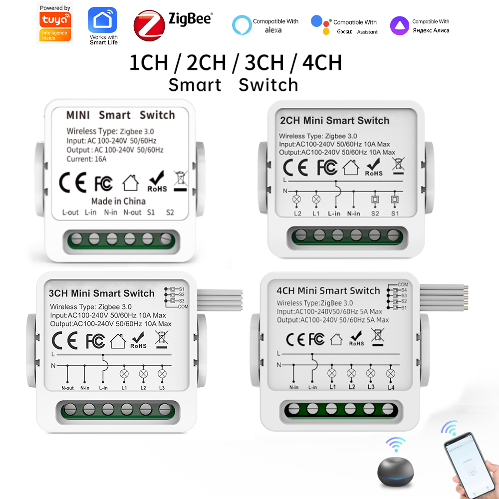 Smart Home Alexa - Inteligentny przełącznik Tuya Zigbee 3.0 1/2/3/4-kierunkowy,