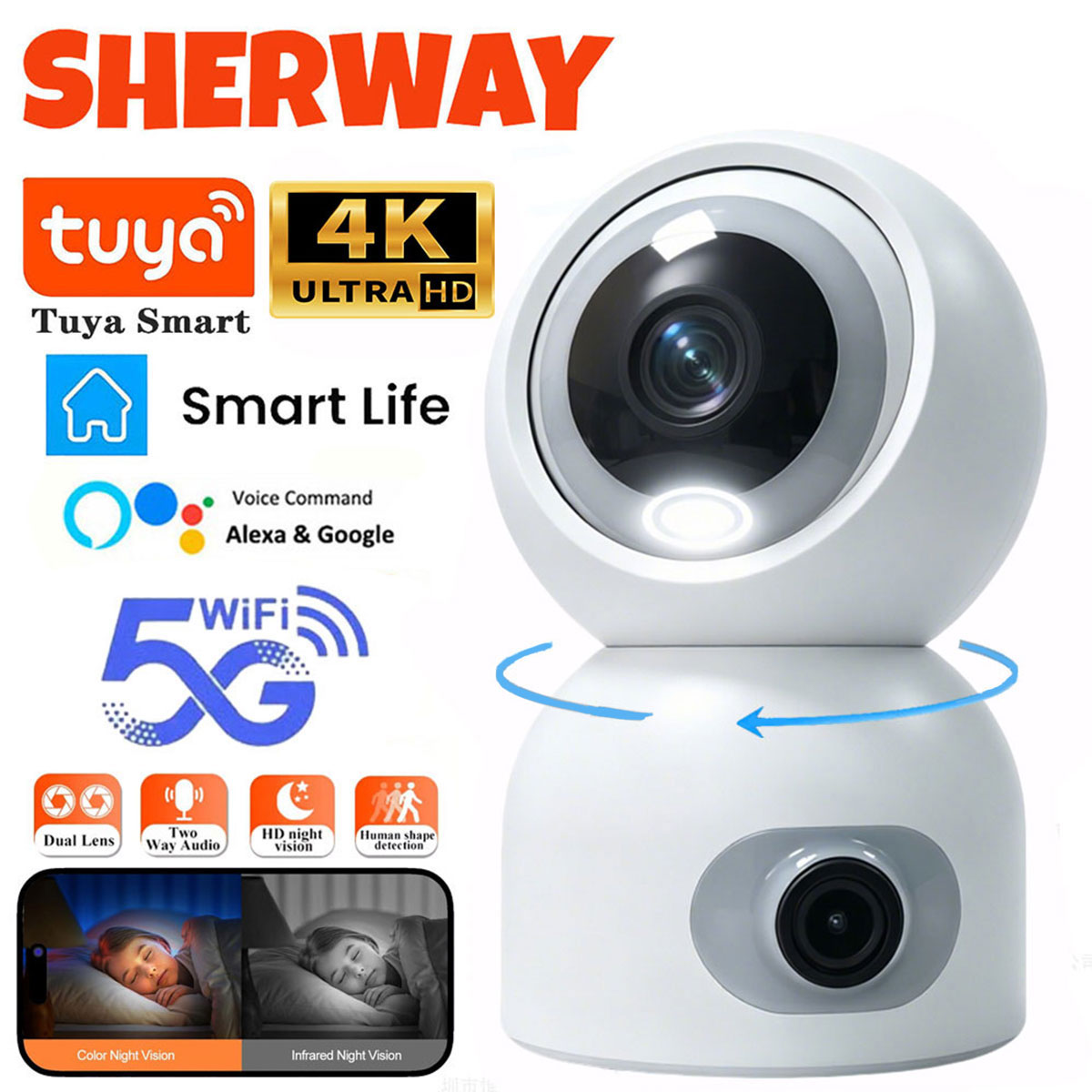 Smart Home Battery Camera Ezviz - Kamera Tuya 4K 8MP z podwójnym