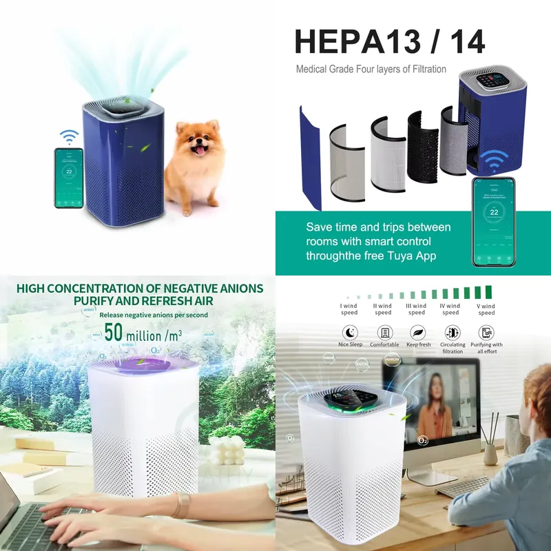 Smart Home Wifi - Przenośny inteligentny oczyszczacz powietrza do komputera