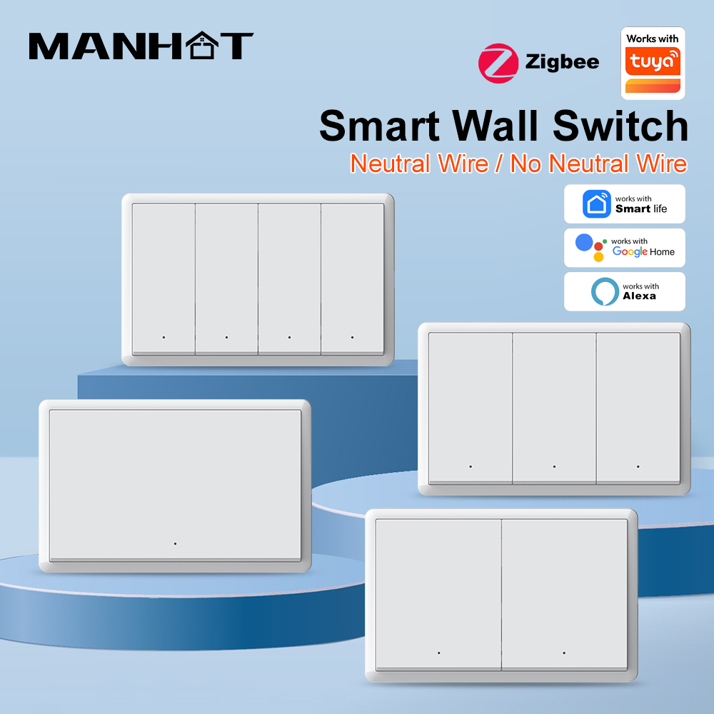 Smart Home Alexa - Inteligentny przełącznik ścienny MANHOT ZigBee3.0, bez
